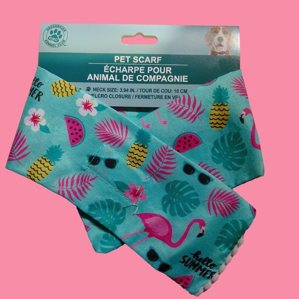 Pink Flamingo Pet Scarf Hello Summer Small